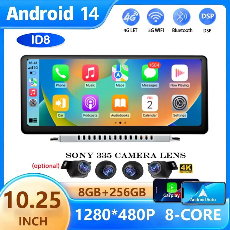 10.25" Android 14 Wireless Carplay Auto Car Radio For Audi A3 8V 2012 2013 2014 -2020 Multimedia Pl