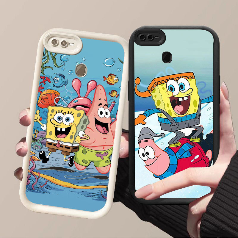 HK-64 Patrick Star เคสกันกระแทกสําหรับซิลิโคนสีดําและสีขาว OPPO Realme A7 A5S F7 2 A12 A12s F9 2018 