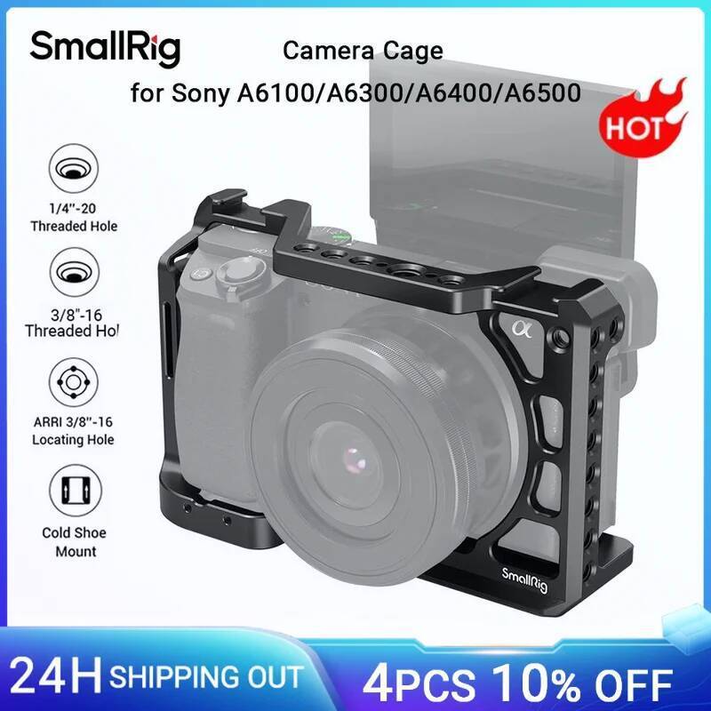 SmallRig A6400 กรงสําหรับ Sony A6300 A6400 A6500 รูปแบบ Fitted กล้อง DSLR กรง 1/4 และ 3/8 รูเกลียว 2