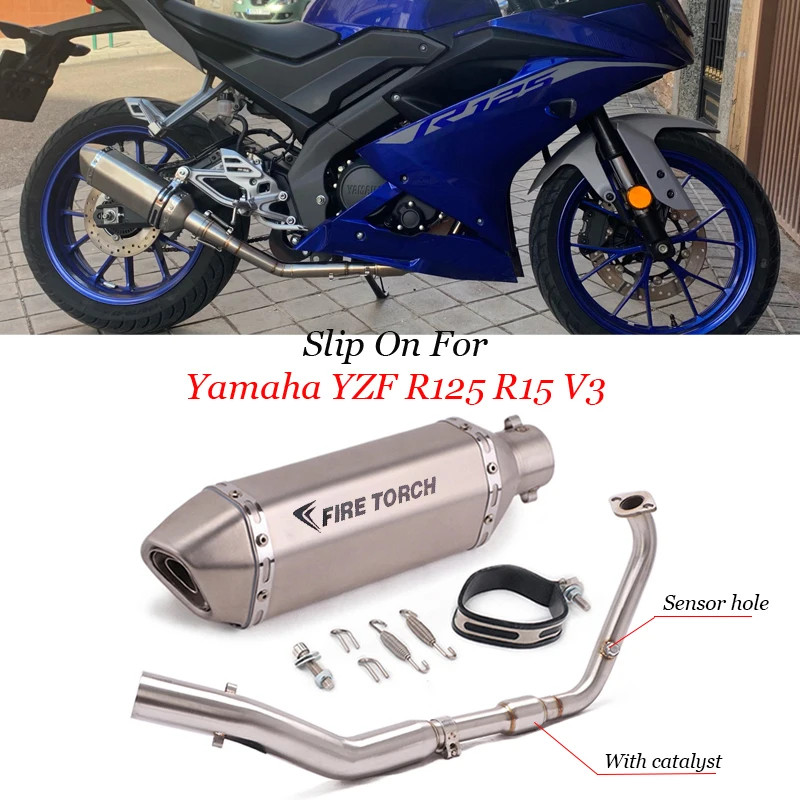 For Yamaha YZF R125 R15 V3 2017 2018 2019 2020 Escape Motorcycle Full System Exhaust Modified Head