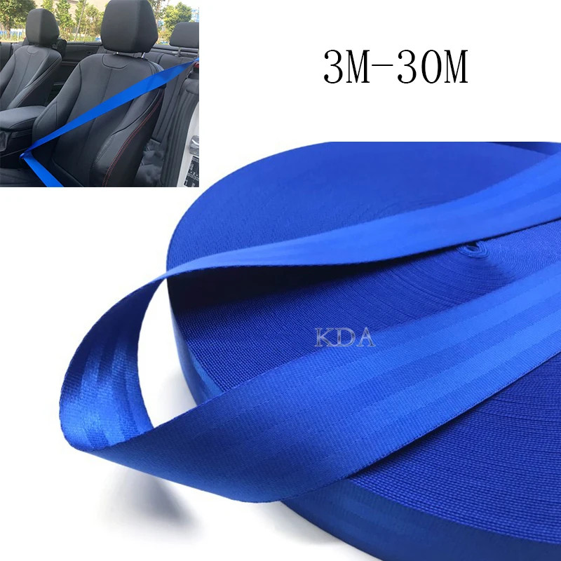 Auto 3M-30M Blue Strengthen Seat Belt Webbing Fabric Racing Car Modified Seat Safety Belts Harness