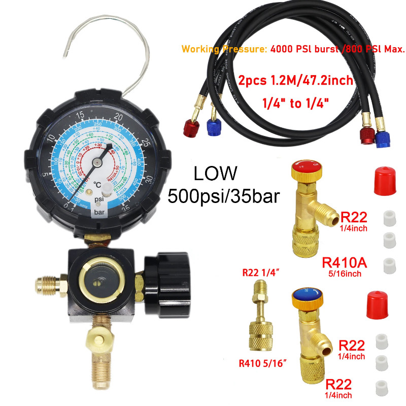 R134A Air Conditioner Refrigerant Low and High Pressure Gauge for R410A  R22 R404A A/C Diagnostic R