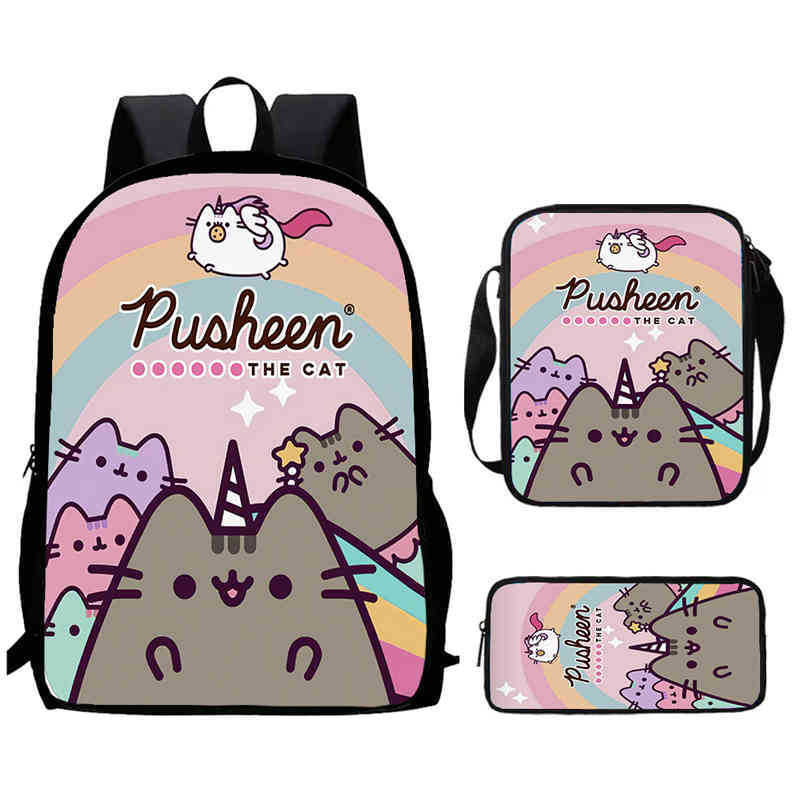 Pusheen Pusheen Pusheen สินค้าพิมพ์กระเป๋าเป้สะพายหลังกระเป๋านักเรียนประถมกระเป๋าเป้สะพายหลังเด็ก
