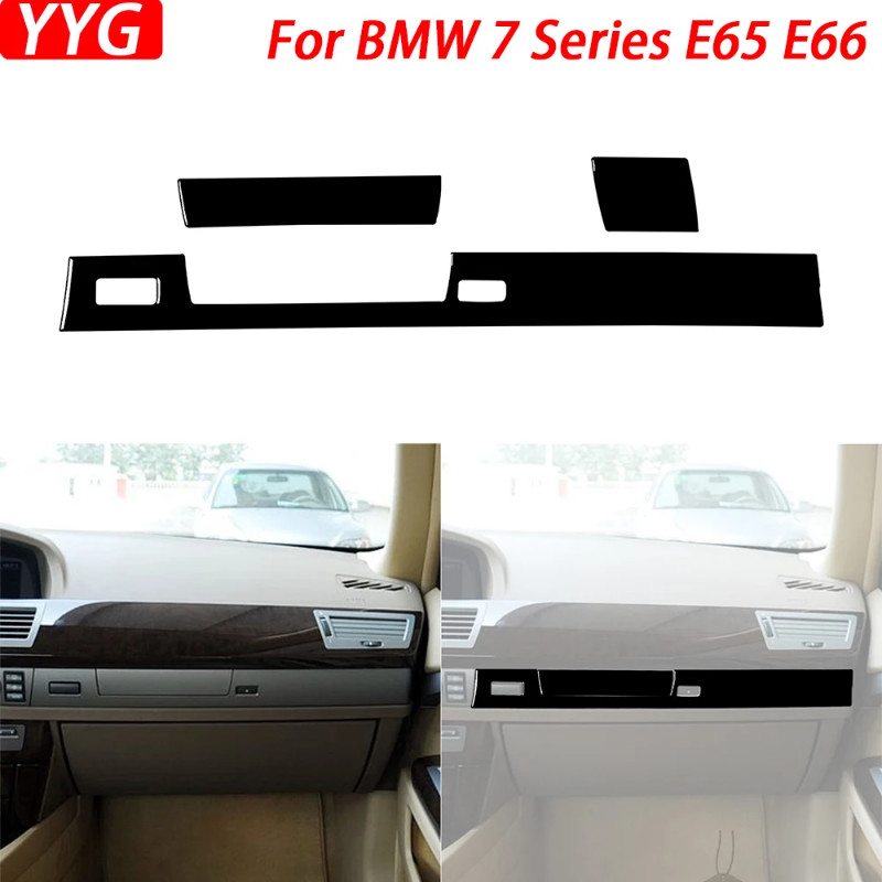 For BMW 7 Series E65 E66 2002-2008 Car Accessories Piano Black Copilot Dashboard Panel Trim Cover I