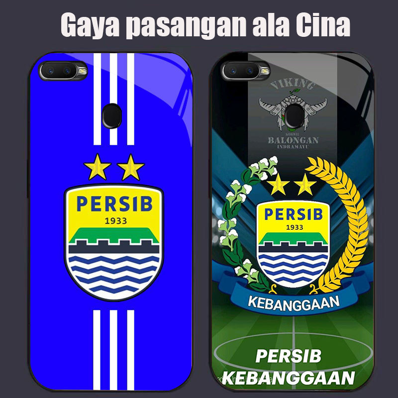 DK-77 Persib โลโก้ปลอก GLASS กรอบนุ่มสีดํา OPPO Realme F5 F9 F7 A5S A7 A11K A12S 2 A12 Pro