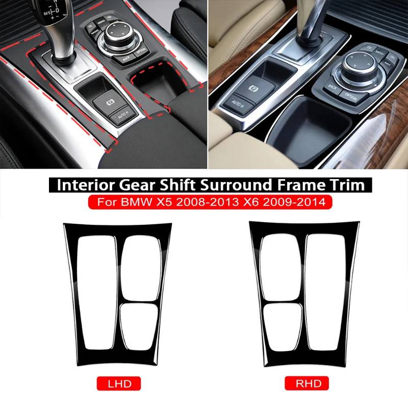 Car Glossy Piano Black Interior Gear High Configuration Trim Sticker for BMW X5 E70 2008-2013 X6 E7