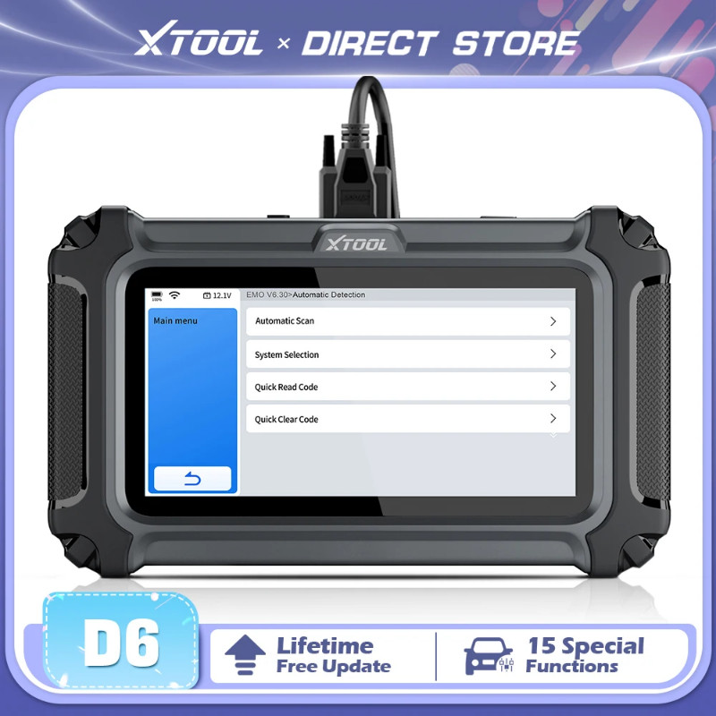 XTOOL D6 Full System Car Diagnostic Tool Automotive Scanner 15 Reset Services Lifetime Free Update