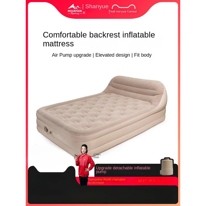 Inflatable mattress backrest double bed air bed home flooring outdoor camping automatic camping air