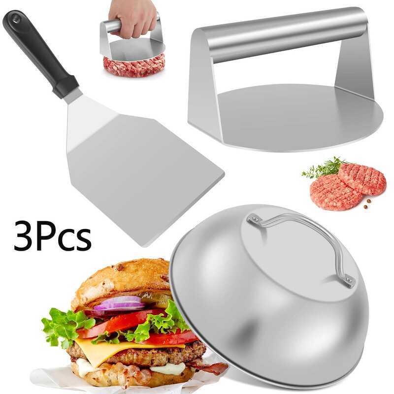 C Stainless Steel Smash Burger Press Burger Patties Meat Masher Circular Meat Press Mold With Cover