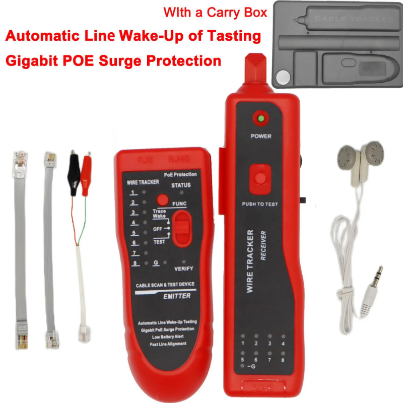 Wire Tracer with Earphone, RJ45 RJ11 Multi-Functional Cable Locator, Circuit Tester, Cable Scanner,