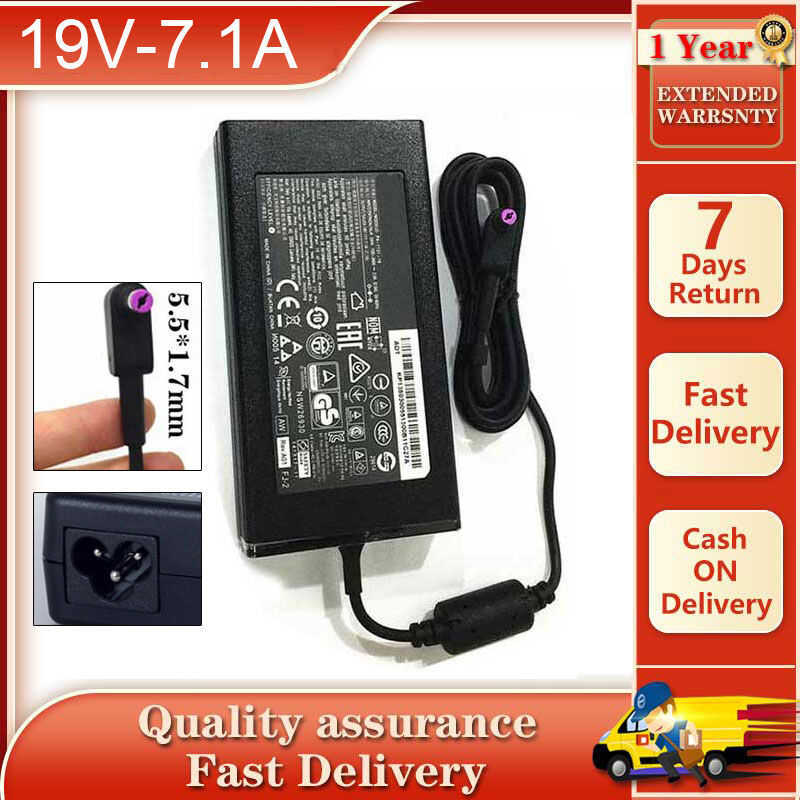 อะแดปเตอร์แล็ปท็อป 19V 7.1A 135W 5.5*1.7 มม.สําหรับ Acer Nitro 5 VN7-591G/592G N16C7 VX5-591G Power 