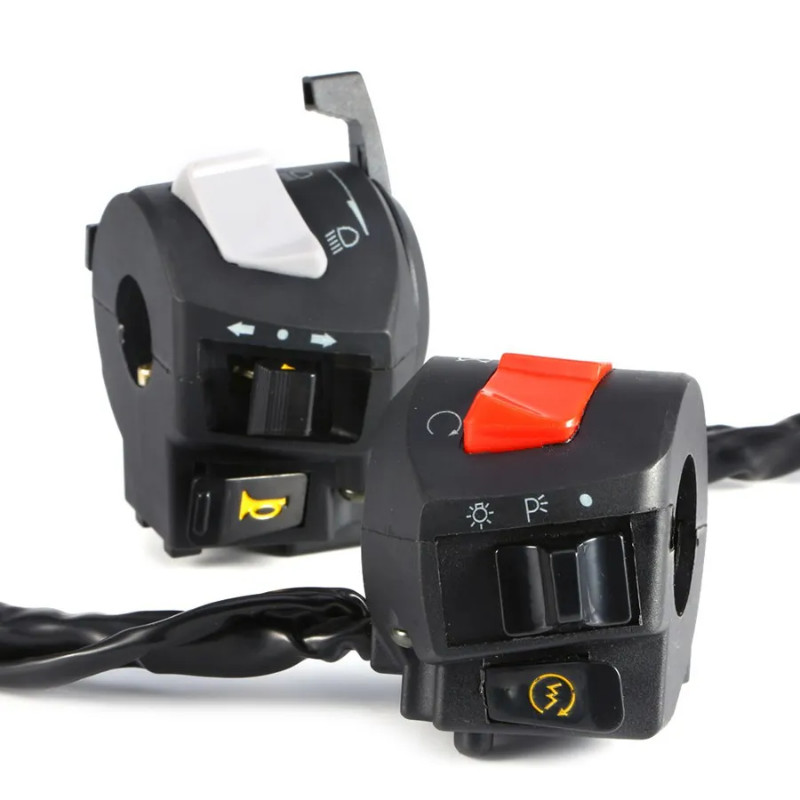 2x Motorcycle 7/8" Handlebar Horn Turn Signal Headlight Electrical Start Switch Control Switches Un