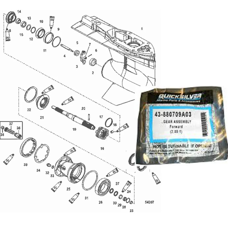880709A03 Forward Gear Assembly for Mercury 200 VERADO 4-STROKE 4 CYL. Outboard Engine 880709A02 (O