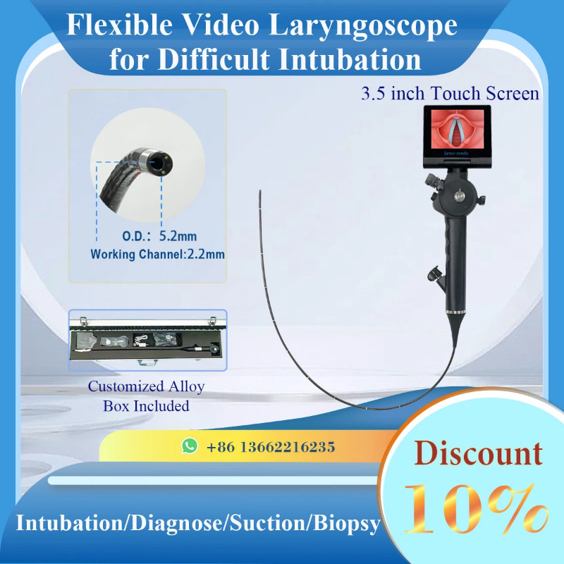 Sensorendo 5.2/2.2mm 60cm Length Flexible Video Laryngoscope with 3.5 Inch Touchscreen Display for