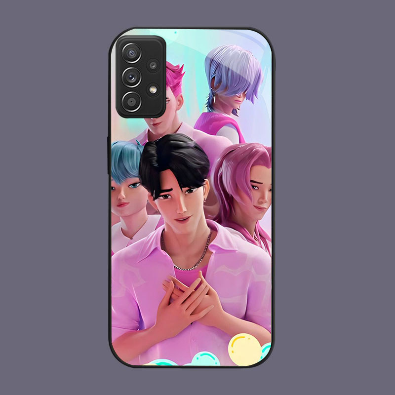 DK-58 Demon Hunter สาวปลอก GLASS กรอบนุ่มสีดํา Samsung A32 A56 A52S A53 A13 A52 A26 A73 A33 A72 A16 