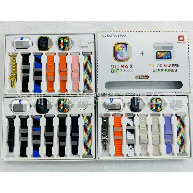 I-730ultra3max สมาร์ทวอทช์หน้าจอสีชุดหูฟังบลูทูธ 10 in 1 ชุด Tote Bag a9pro ชุดหูฟัง