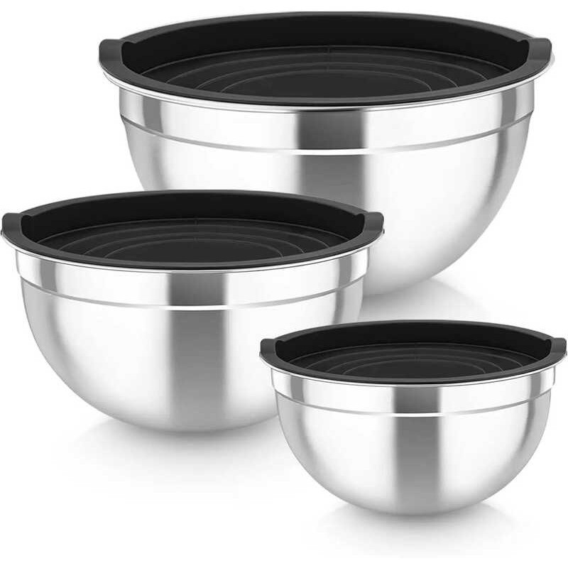 C 201 Stainless Steel Mi Bowls Airtight Lids Set For Serving Mi Storing Healthy Dishwasher Safe