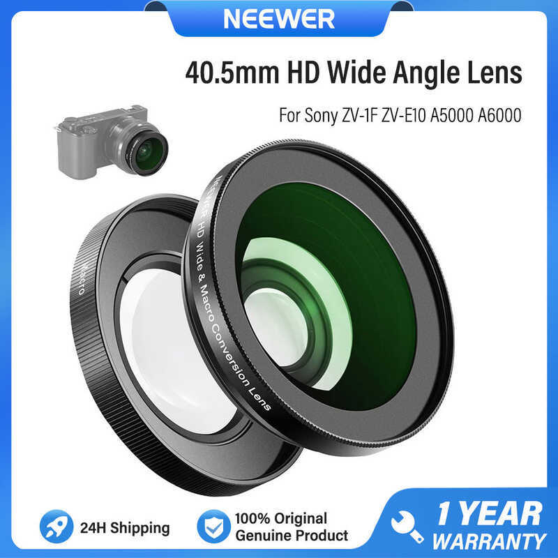 NEEWER LS-30 2 in 1 อะแดปเตอร์เลนส์มุมกว้าง 18 มม. และมาโคร 10x ด้ายด้านหลัง 40.5 มม.สําหรับ Sony ZV