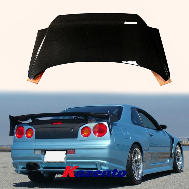 For Nissan Skyline R34 GTR GTT Ducktail Style Carbon Rear Boot Lid Trunk