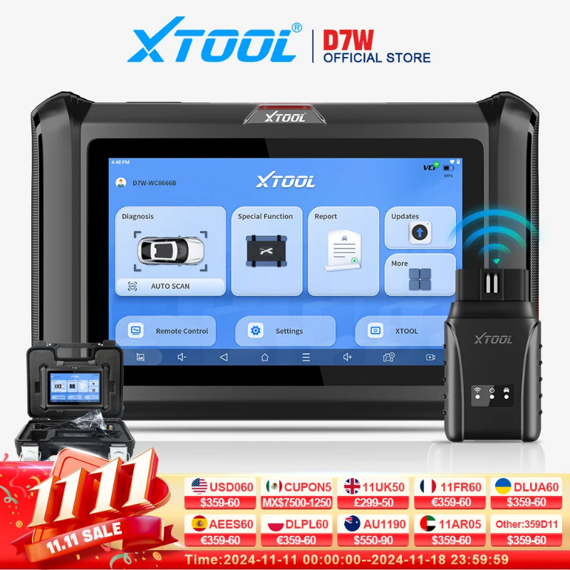 XTOOL D7W D7 BT Bluetooth Automotive Scanner All System Car Diagnostic Tool ECU Coding Bidirectiona