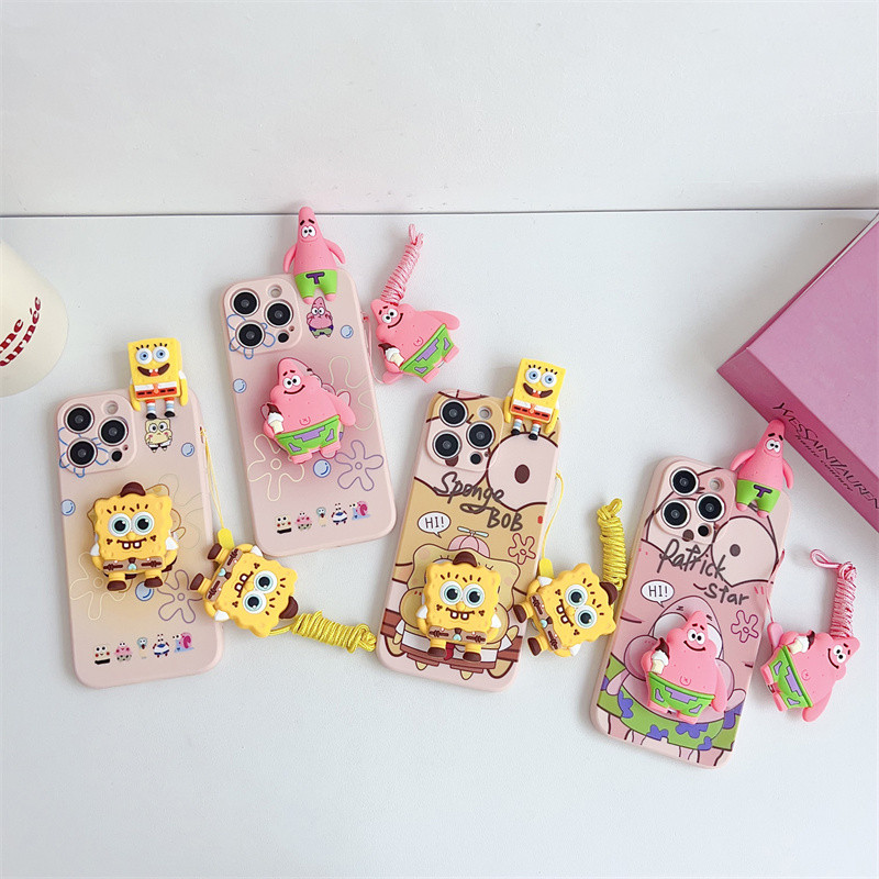 3D การ์ตูน SpongeBob Patrick Star ของเล่นผู้ถือ Lanyard สําหรับ OPPO A31 A80 A83 A91 A92S A93 A93S A