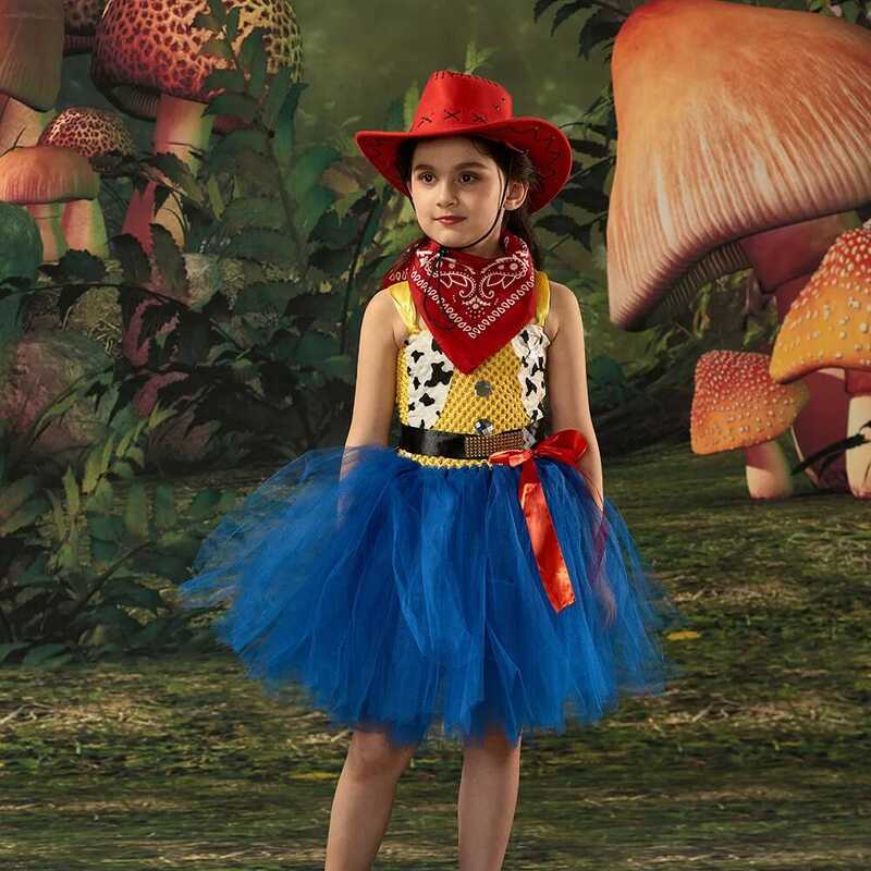 C Cow Girl Tutu Dress With Hat Jessie Woody Inspired Kids Halloween Cosplay Costume Baby Carnival H