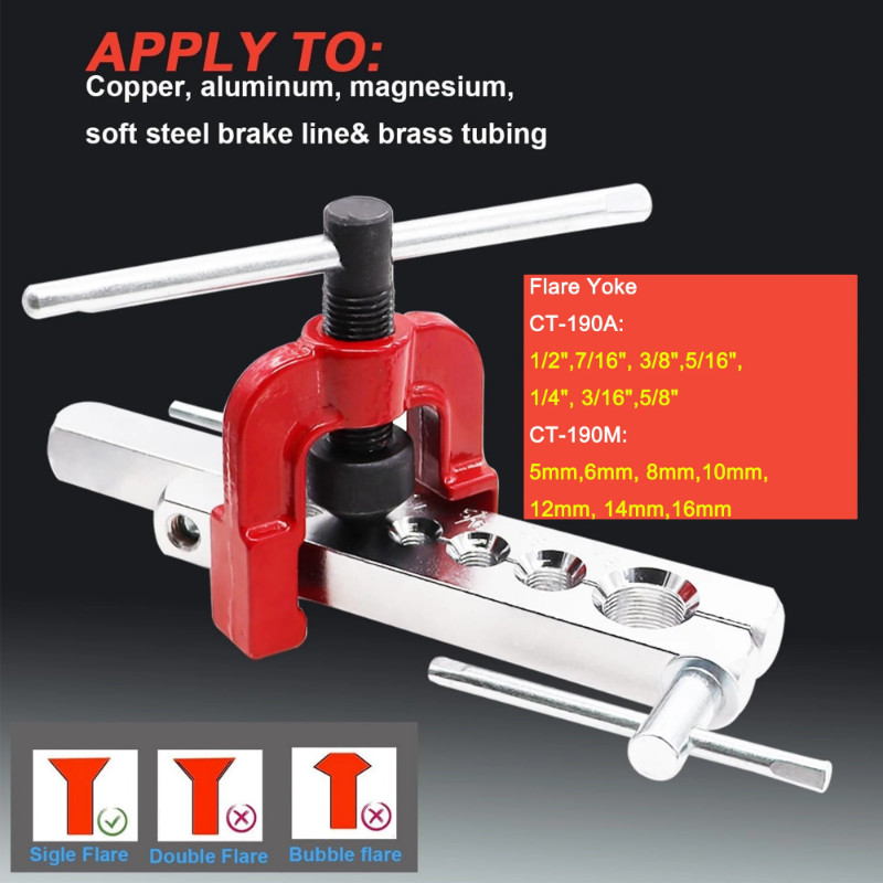 Flaring Tool Set Tubing Pipe 7 Dies of 3/16-5/8 Inch /5-16MM kit in HVAC for plumbing Copper Tube E