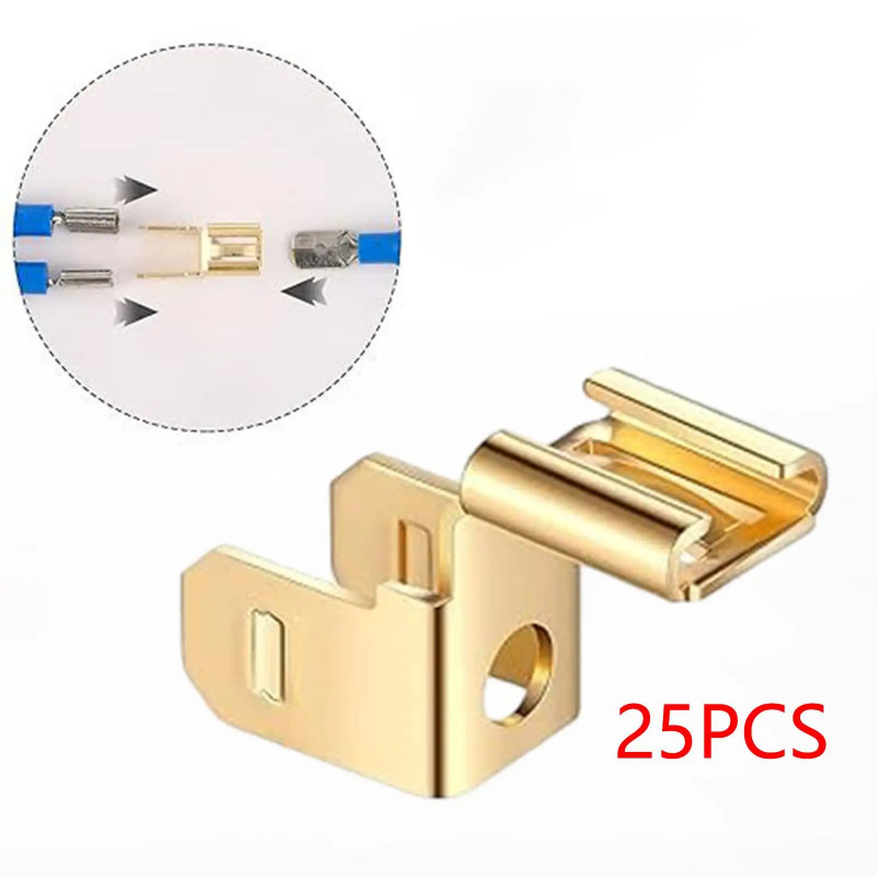 25 Pieces Double Piggyback Spade Connectors 2 Way DIY Projects 2 Male Tabs