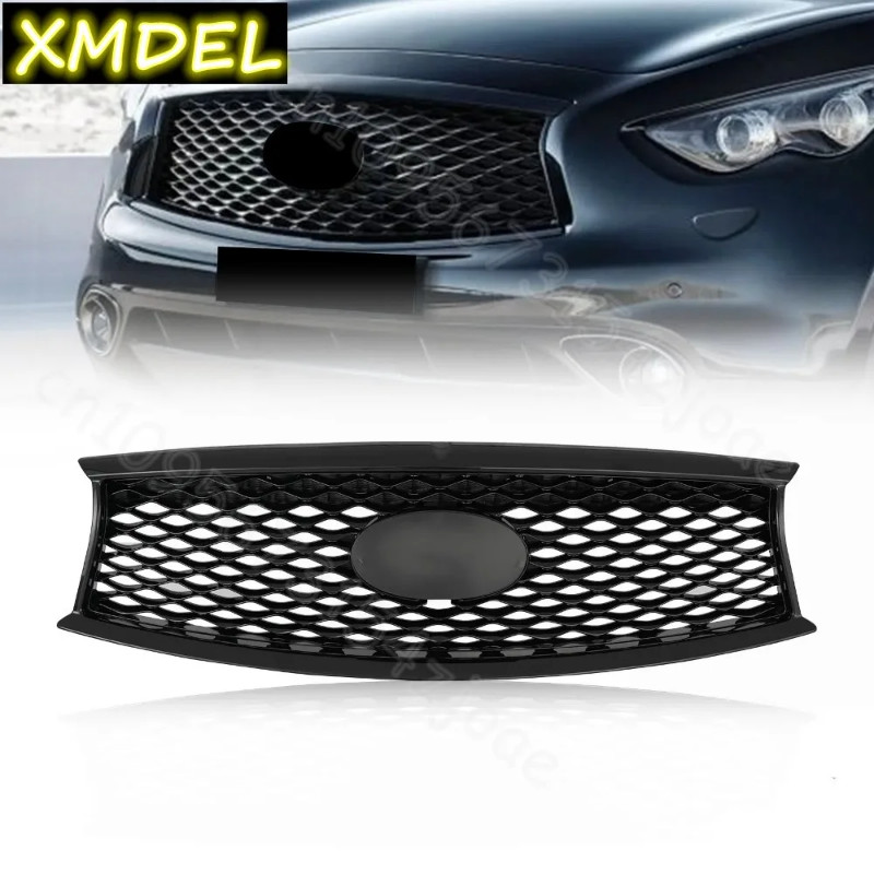 For Infiniti QX70 2014 2015 2016 2017 2018 2019 2020 Front Bumper Black Painted Center Grille Car a