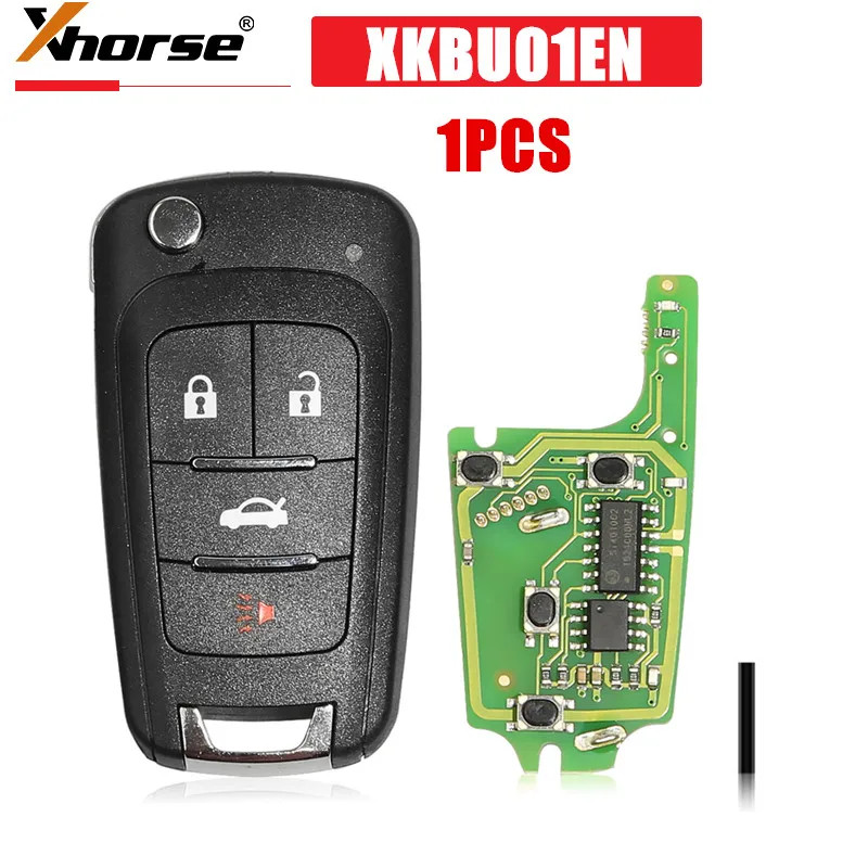 1PCS Xhorse XKBU01EN Wire Universal Remote Key for Buick Flip 4 Buttons English Working with Xhorse