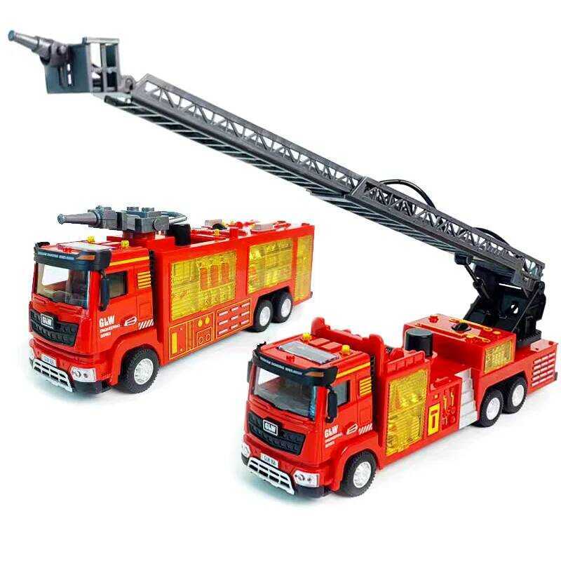 C 1:40 2 Styles Simulation Light And Sound City Fire Ladder Truck Alloy Fire Rescue Construction Ca