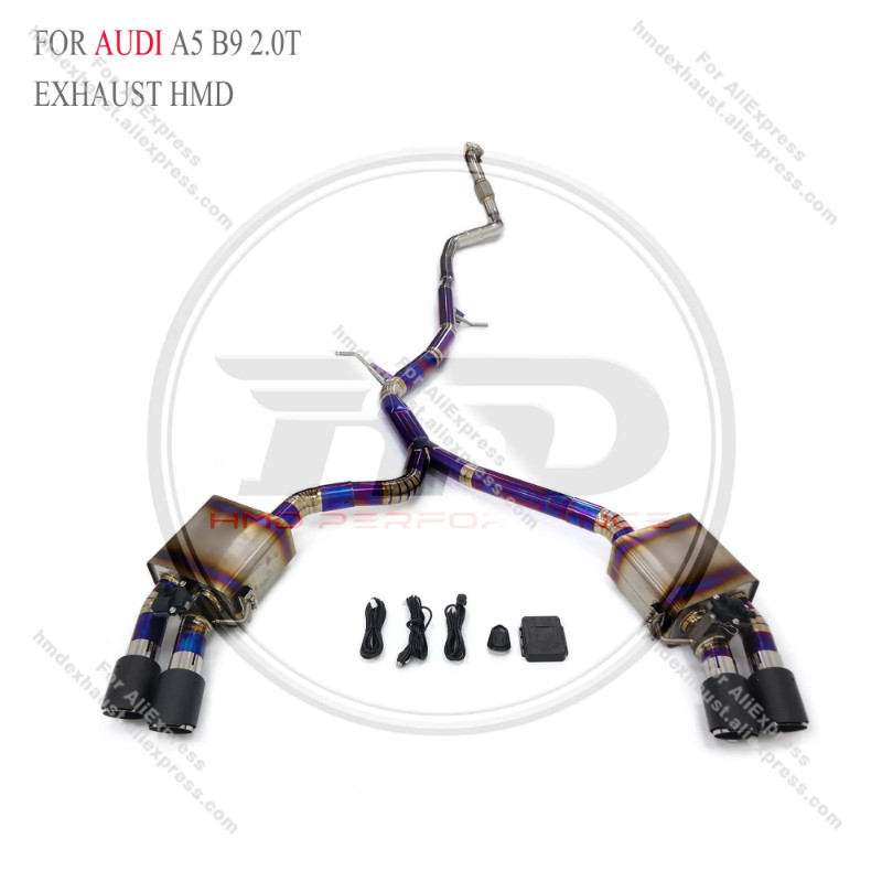 HMD Titanium Exhaust System Sport Resonated Catback for AUDI A5 B9 2.0T 2017+ Resonant tube Muffler