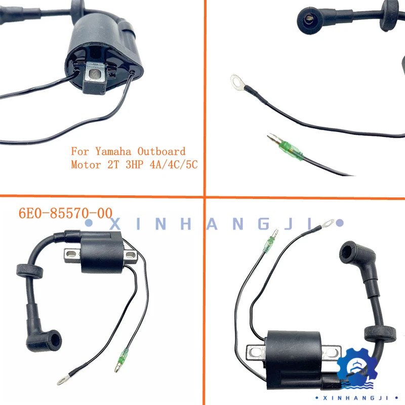 6E0-85570-00 Ignition Coil Assy For Yamaha Outboard Motor 2 Stroke 3HP 5HP，4A/4C/5C，6E0-85570-00-00