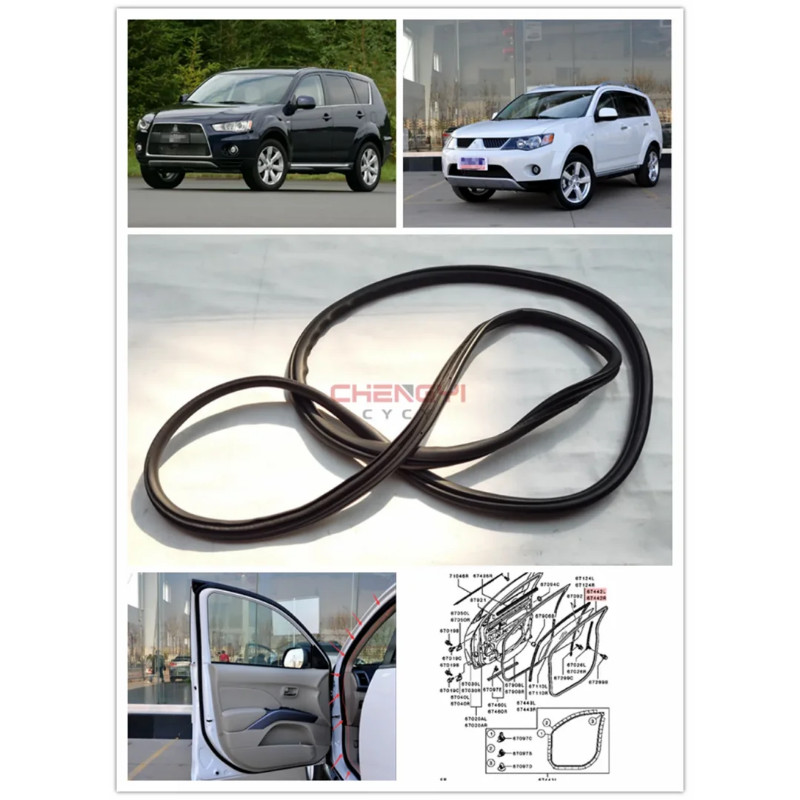 Body Door Frame Sealing Strip For Outlander CW4W CW5W CW6W (07-12) 5725A127XA 5725A128XA 5755A127XA