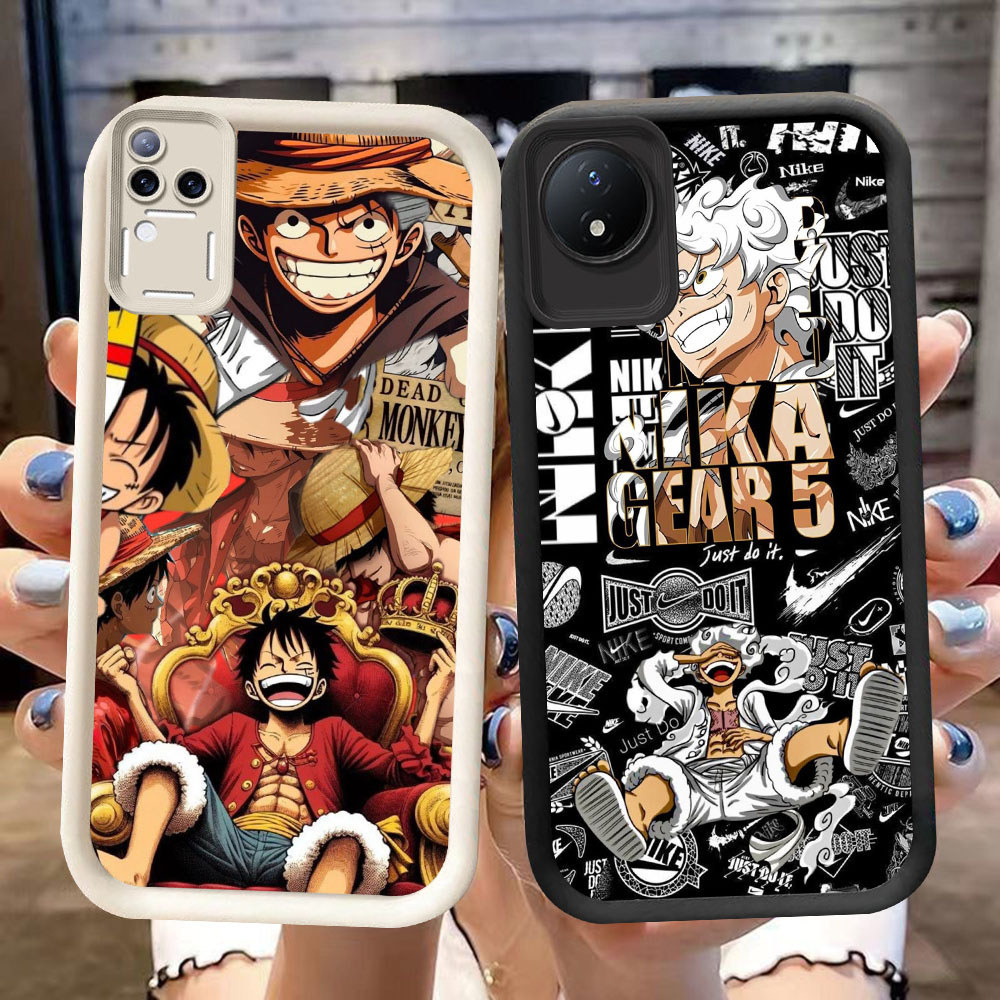 DK-75 One Piece Luffy ปลอกซิลิโคนสีดําและสีขาวสําหรับ VIVO Y29 Y02a V50 V30E V30 T4 Y02 Y02t Pro 5G
