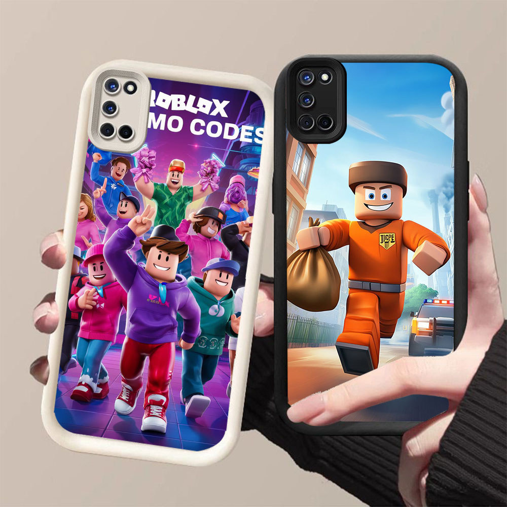 ROBLOX DJ-40 Robelox ปลอกซิลิโคนสีดําและสีขาวสําหรับ OPPO A74 A52 A72 F19 A94 A55 A92 A95 F19S