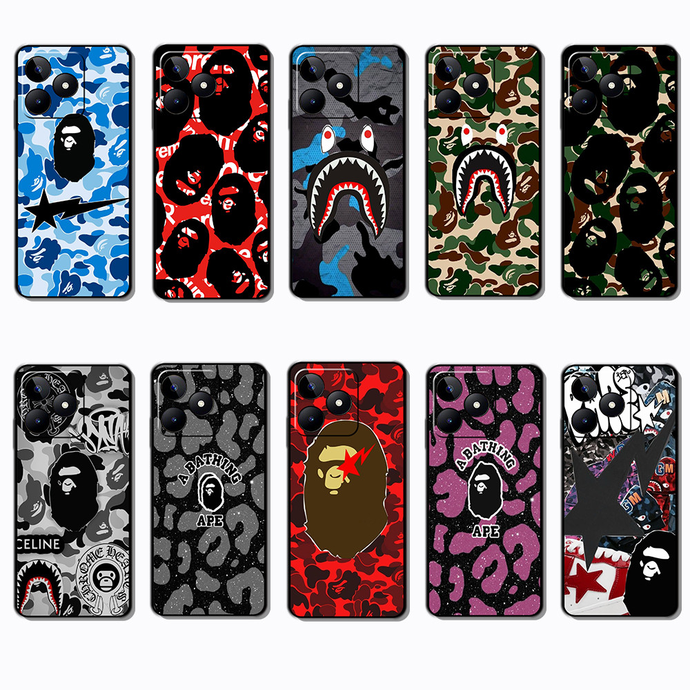 เคสโทรศัพท์สีดําแบบนุ่มสําหรับRealme C53 C51 C51Sหมายเหตุ 50 4G BF32 Bapeแฟชั่นเคสโทรศัพท์ป้องกันการ