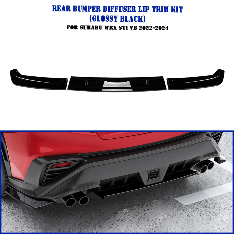 Rear Bumper Diffuser Lip Side Splitter Wrap Spoiler Canard For Subaru WRX STi VB 2022-2024