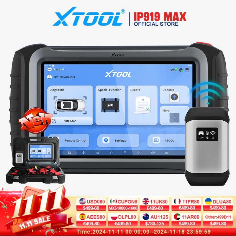 XTOOL InPlus IP919 MAX Bluetooth Car Diagnostic Tools J2534 ECU Programming Bi-directional Scanner