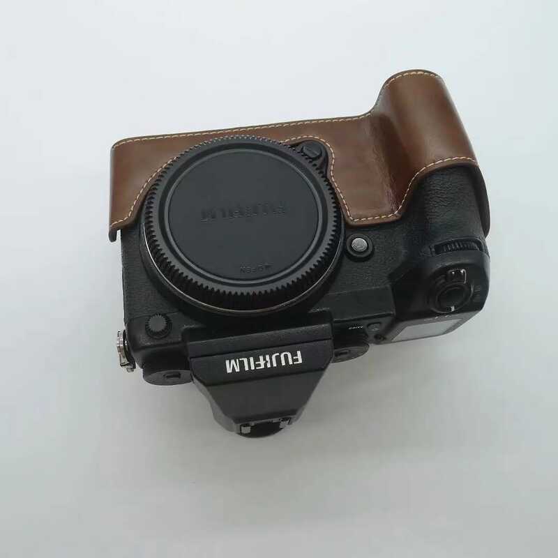 ▥ PU กล้องหนังครึ่งฝาครอบสำหรับ Fujifilm Gfx50s GFX 50S Gfx50r Gfx-50R