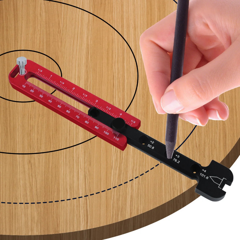 Woodworking Drawing Compass Circular Drawing Tool - Fixed-point Circle Scriber - Metric/Inch Adjust
