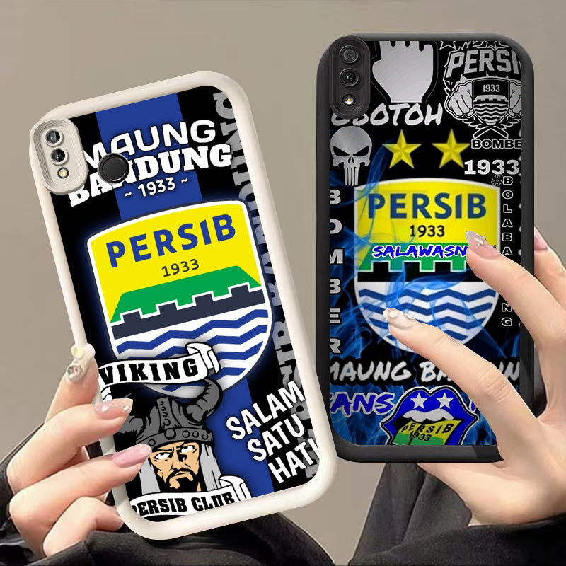 DK-77 Persib โลโก้ซิลิโคนปลอกสีดําและสีขาวสําหรับ VIVO Y81S Y66 Y91 Y95 Y91i V9 Y81 Y93 Y91C