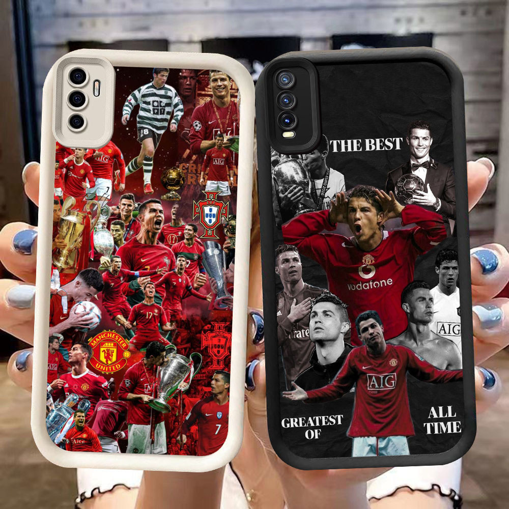 DJ-43 Ronaldo ปลอกซิลิโคนสีดําและสีขาวสําหรับ VIVO iQOO Turbo Z10 Y20 S1 Y20i Y12S Y11S 13 10 NEO Y2