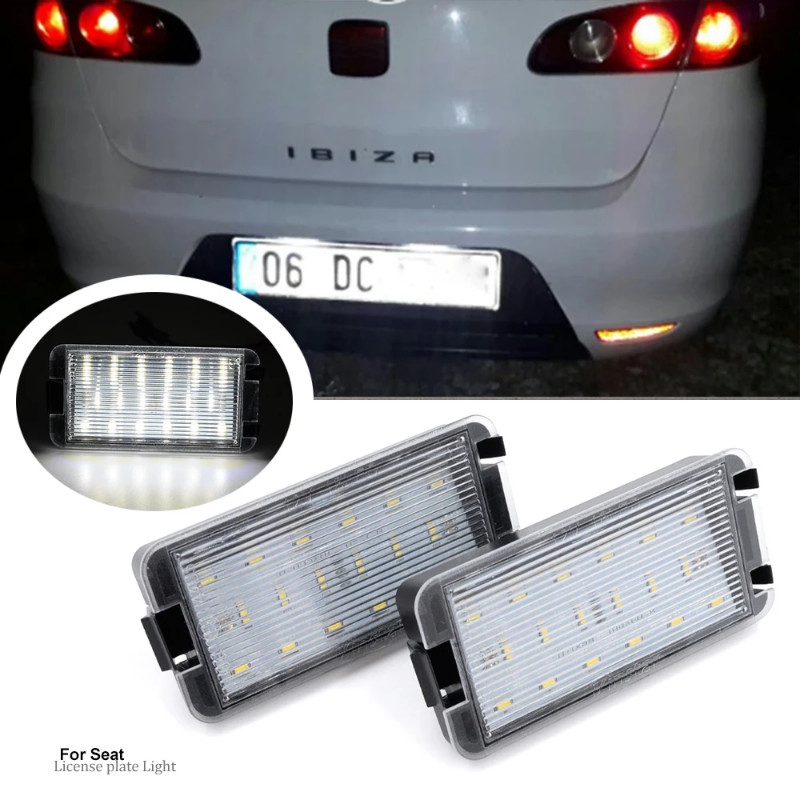 2pcs LED License Number Plate Light Canbus Seat Altea Arosa Ibiza III Cordoba 6K Leon 1999-2005 Tol