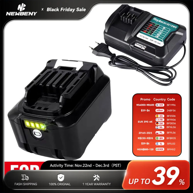 12V 6000mAh Rechargeable Lithium Ion Battery for Makita BL1040 BL1015 BL1020B BL1016 BL1021 BL1040B