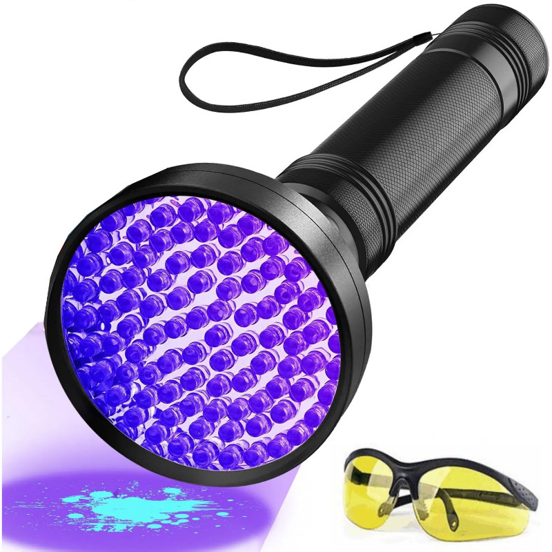 UV Flashlight 100 LED UV Light 395nm Ultraviolet Torch Black Light Detector for Dry Pets Urine Stai