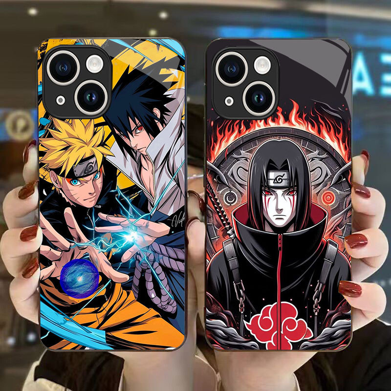 DK-90 Naruto ultimate Kill move Casing GLASS กรอบนุ่ม สีดํา iPhone 13 12 11 Mini Pro Max