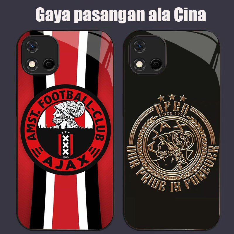 DJ-5 Ajax Amsterdam Casing GLASS soft frame สีดํา OPPO Realme Reno F17 4F A16K A16E 4 C20A C20 C11 A