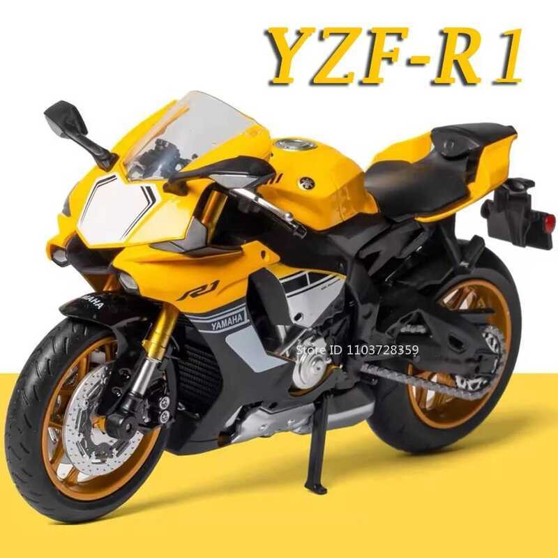 C 1:12 Scale Yzf-R1 R1m Model Motorcycle Toys Alloy Diecast Miniature Motorbikes Shock Absorption F