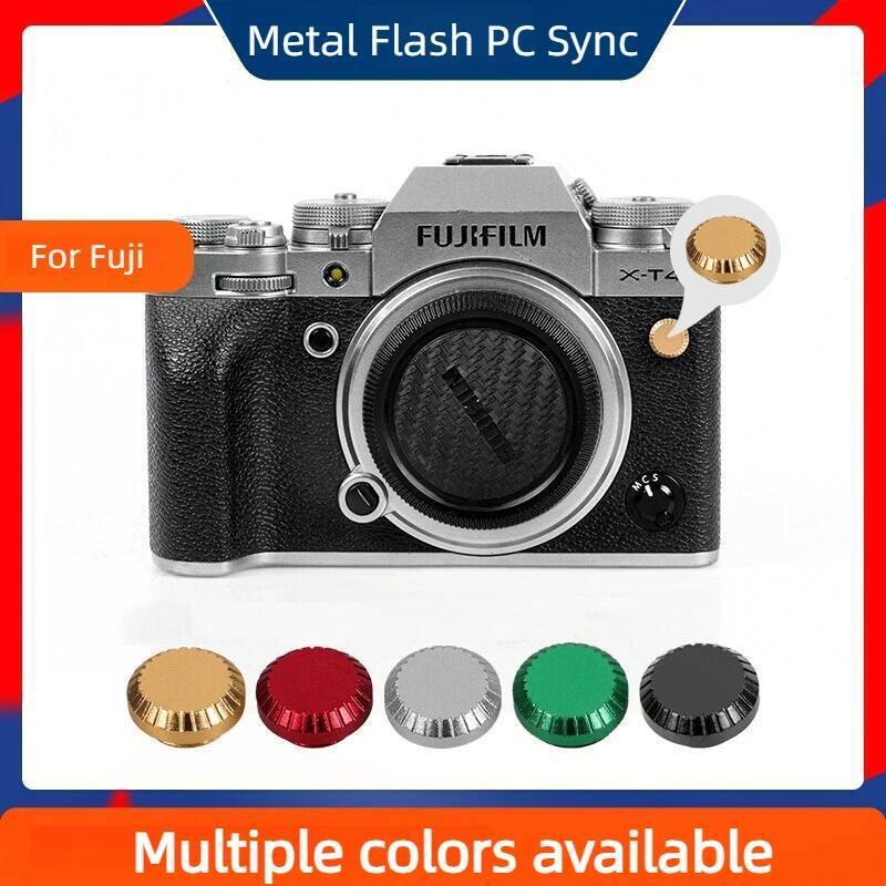 โลหะแฟลช PC Sync Terminal Cap ฝุ่นสําหรับ Fuji Fujifilm XT1 X-T2 T3 T4 T5 XT2 XT3 XT4 XT5 H1 XH1 GFX